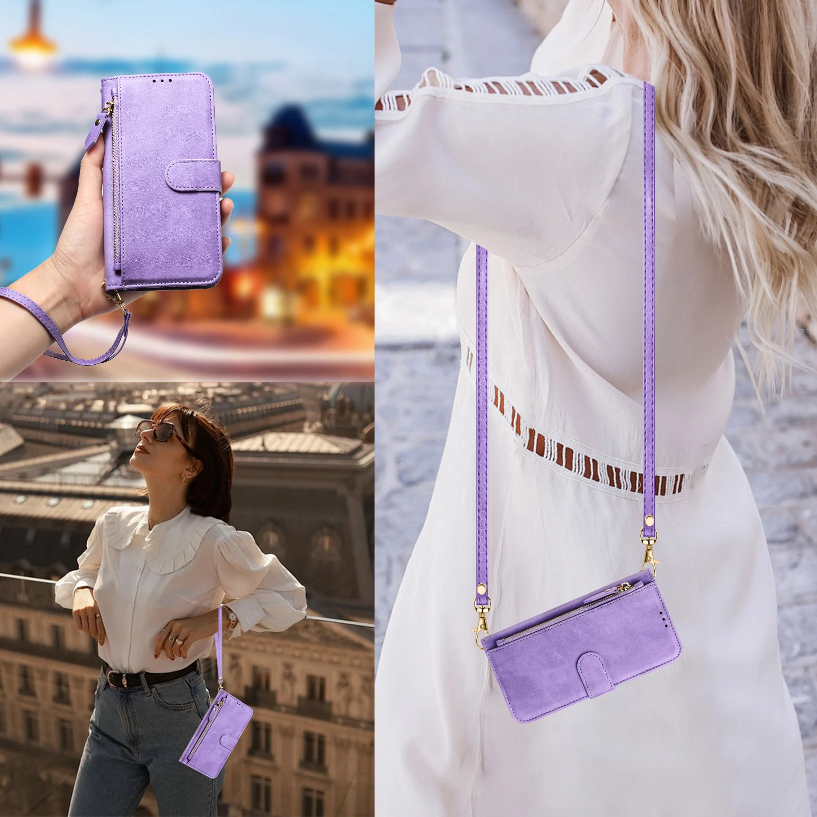 Flip Leather Case - Funda de cuero tipo cartera para
