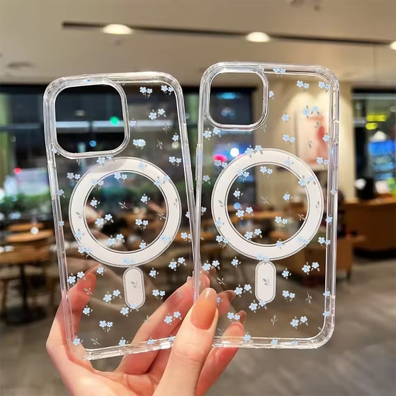 Phone Cases With Magsafe - Funda Magnética Transparente con Estampado Floral